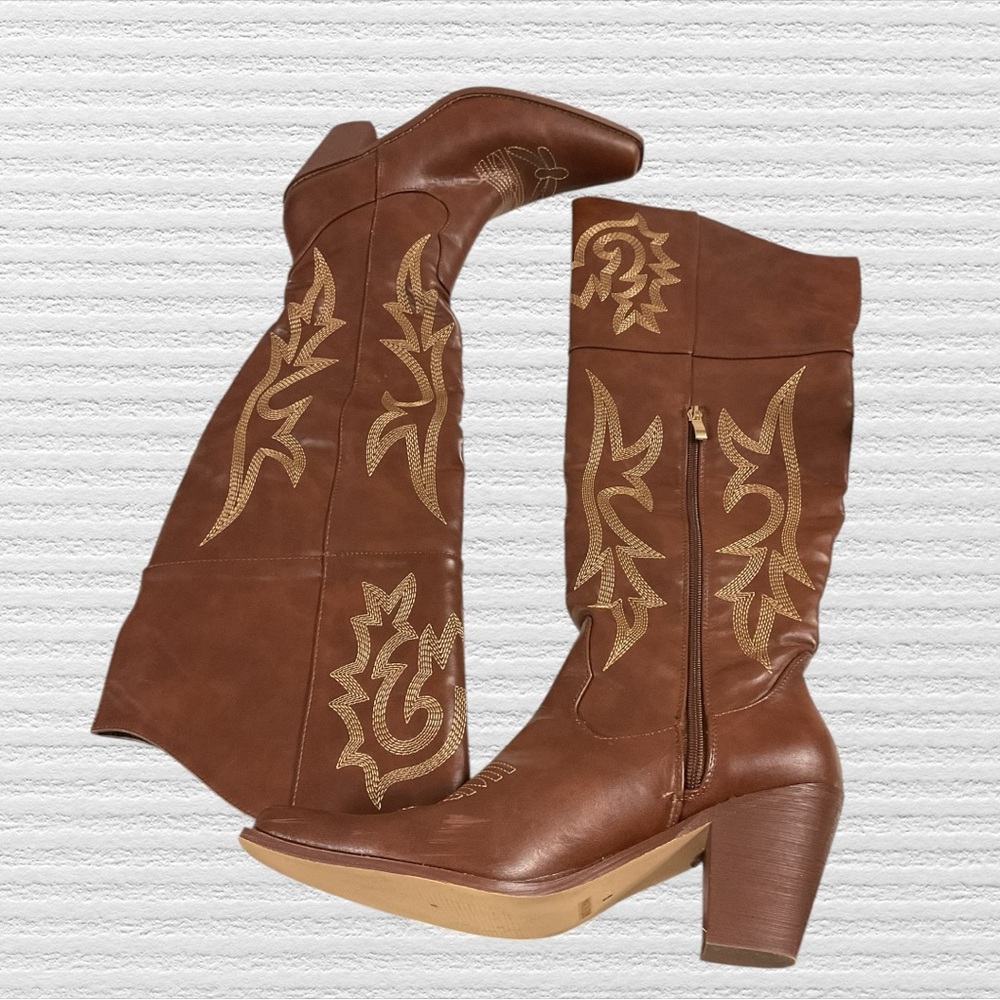 Women's Over the Knee-High Cowboy Boots Women's Size 8.5 with Side Zipper